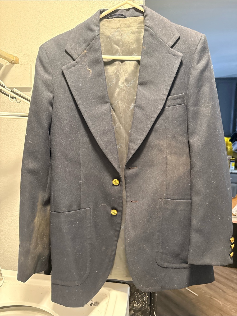 Yves Saint Laurent Navy Blazer with Gold Buttons